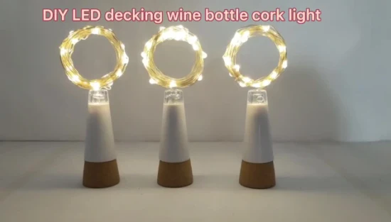 Holiday Decorative Lighting 2m 20 LEDs Wine Glass Bottle Cork Copper Wire String Light Powered by Mini Battery