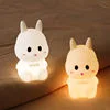 Creative Bedroom LED Small Payellowrol Night Light Bunny Lamp for Black Eco-Friendly Color Box Silicone Rabbit 40 60 Null DC 6V