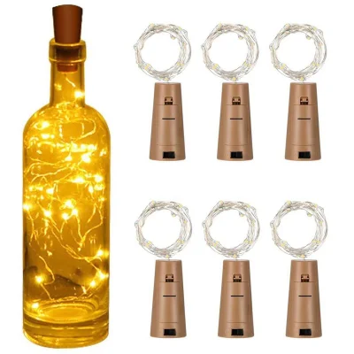 Custom Logo Wine Bottle Light with Cork LED String Lights Battery Fairy Lights Garland Christmas Party Wedding Bar Decoration