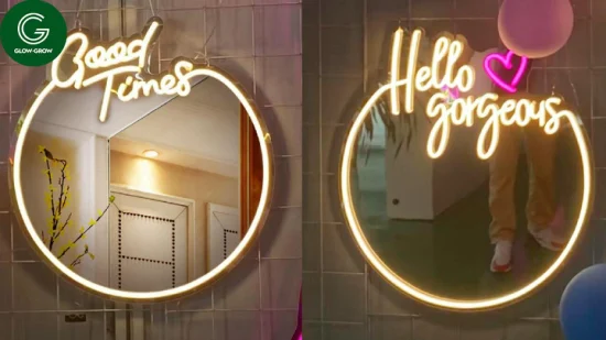 Good Times Mirror Neon Sign Custom LED Night Light for Home Bedroom Wedding Wall Decoration