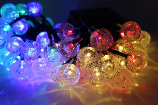 New Outdoor Waterproof LED Colourful Decorative Bubble Ball Fairy Christmas Xms Solar Powered String Lights for Garden Holiday Decoration